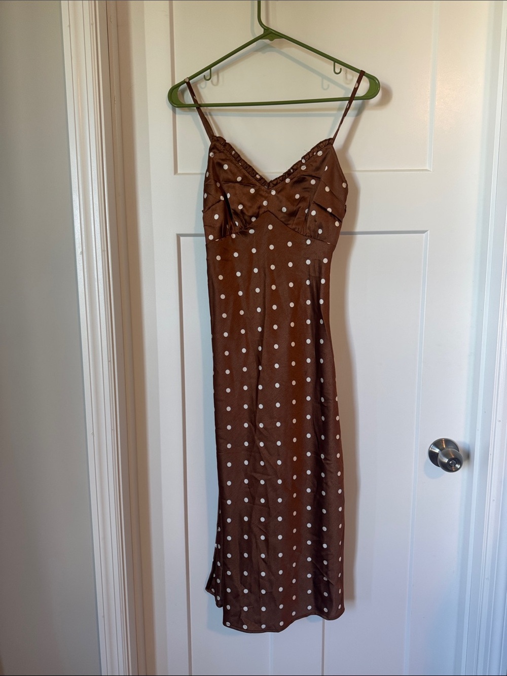 Japna Brown Polka Dot Midi Slip Dress